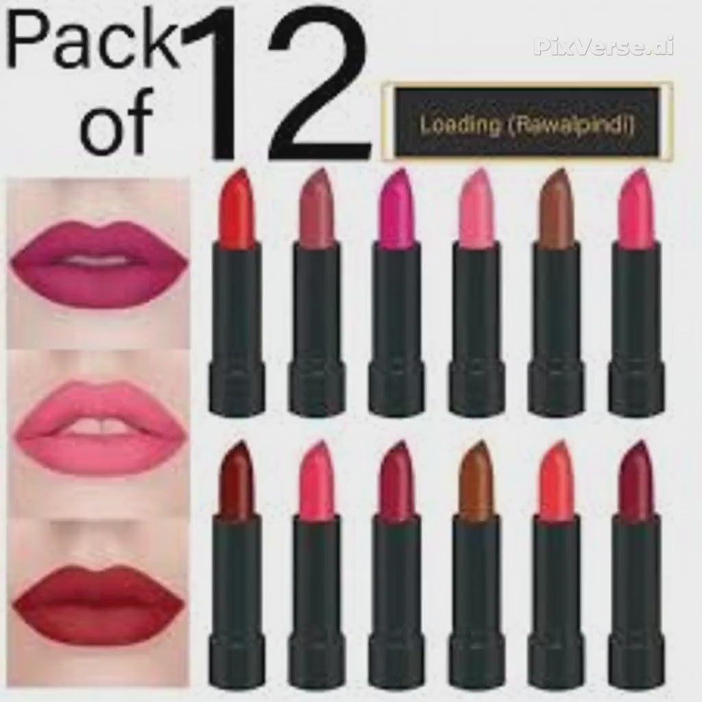 MATTE LIPSTICS PACK OF 12 BOLD SHADES